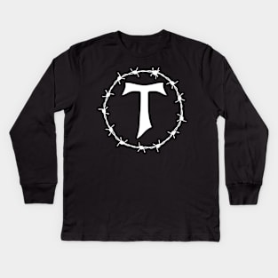 Tau Cross Barbed Wire Saint Francis of Assisi Franciscan Gothic Pocket Kids Long Sleeve T-Shirt